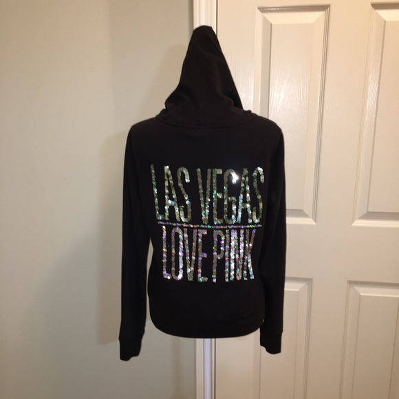 PINK Victoria’s Secret Sequined Las Vegas Full Zip Hoodie Jacket - Picture 1 of 9
